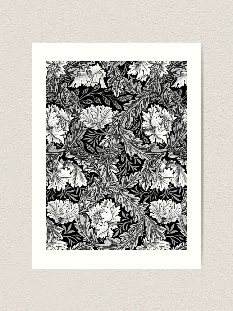 William Morris Floral, Black, White & Gray / Grey