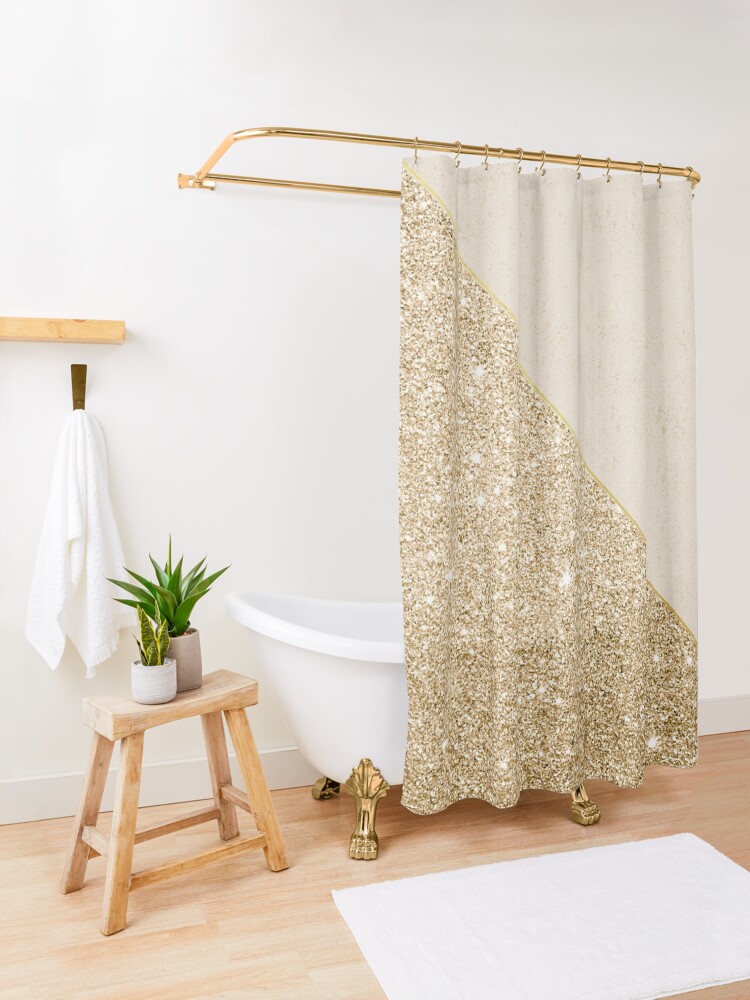 Alternate view of Modern faux shiny gold pattern Shower Curtain