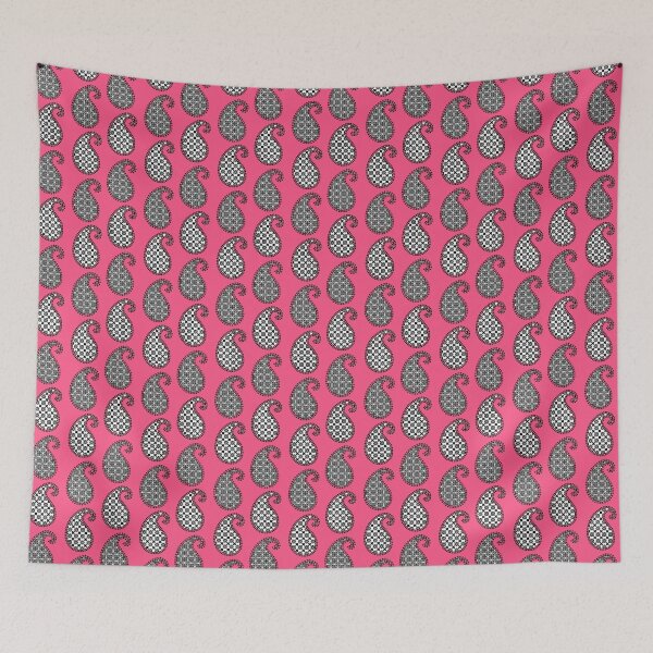Item preview, Paisley Pattern, Fuchsia Pink, Black and White designed and sold by Marymarice.