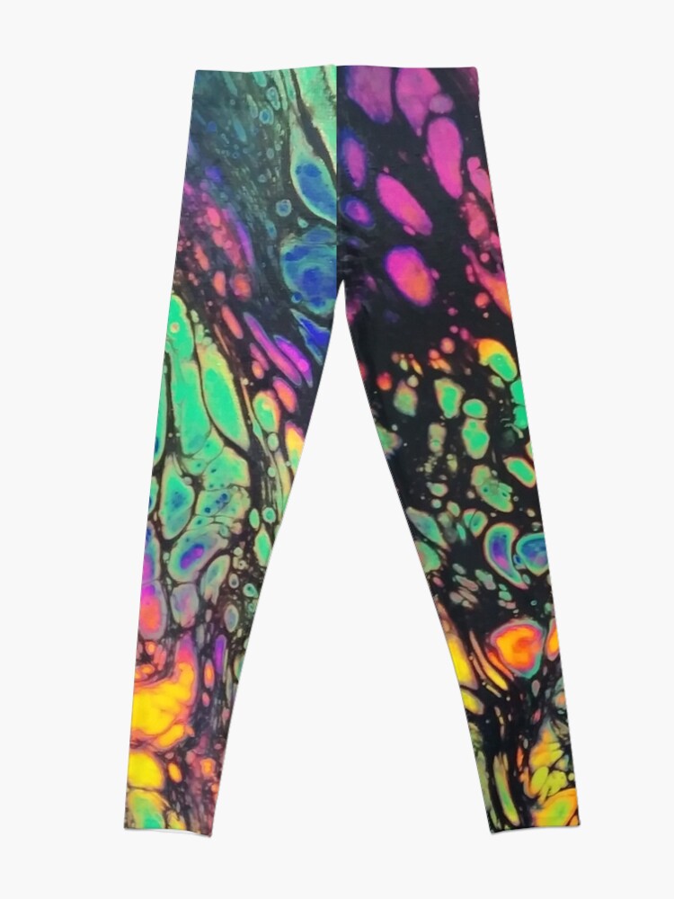Alternate view of Neon Acrylic Pour Art Leggings