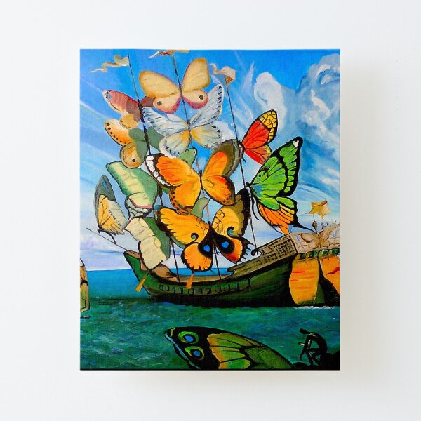 BUTTERFLY SHIP : Vintage Dali Abstract Painting Print Canvas Mounted Print