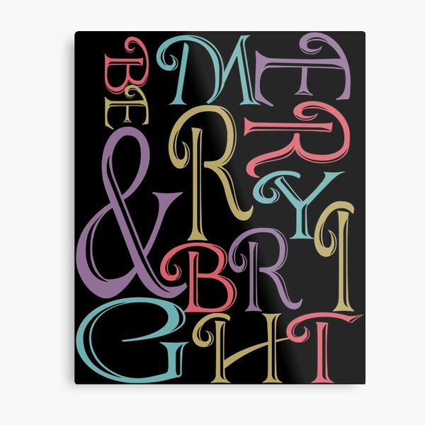 Be Merry and Bright Typography Metal Print