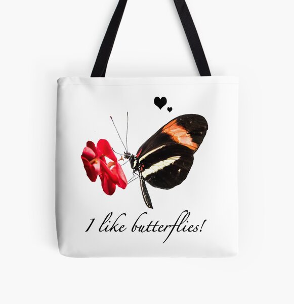 Geschenkidee Schmetterling Foto "I like butterflies!" Allover-Print Tote Bag