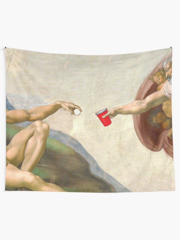 Alternate view of Sistine of Beer Pong Tapestry