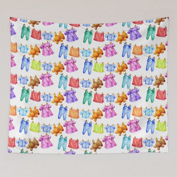 Item preview, Baby clothes and Teddy bears on a rope designed and sold by Irina Ivanova.