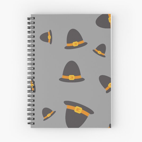 Item preview, Cute pilgrim hat seamless repeating pattern, in colors of grey, black, and orange designed and sold by mkopka.