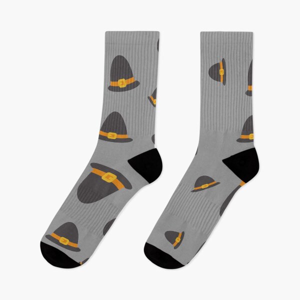 Item preview, Cute pilgrim hat seamless repeating pattern, in colors of grey, black, and orange designed and sold by mkopka.