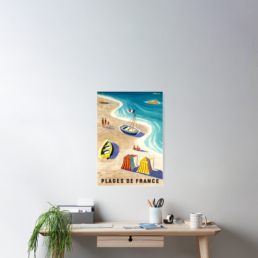 "Vintage France Beaches Villemot Travel Poster" Poster for Sale by