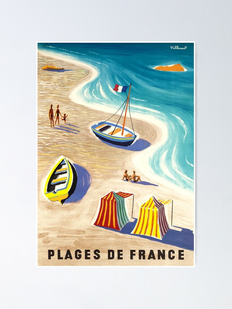 "Vintage France Beaches Villemot Travel Poster" Poster for Sale by