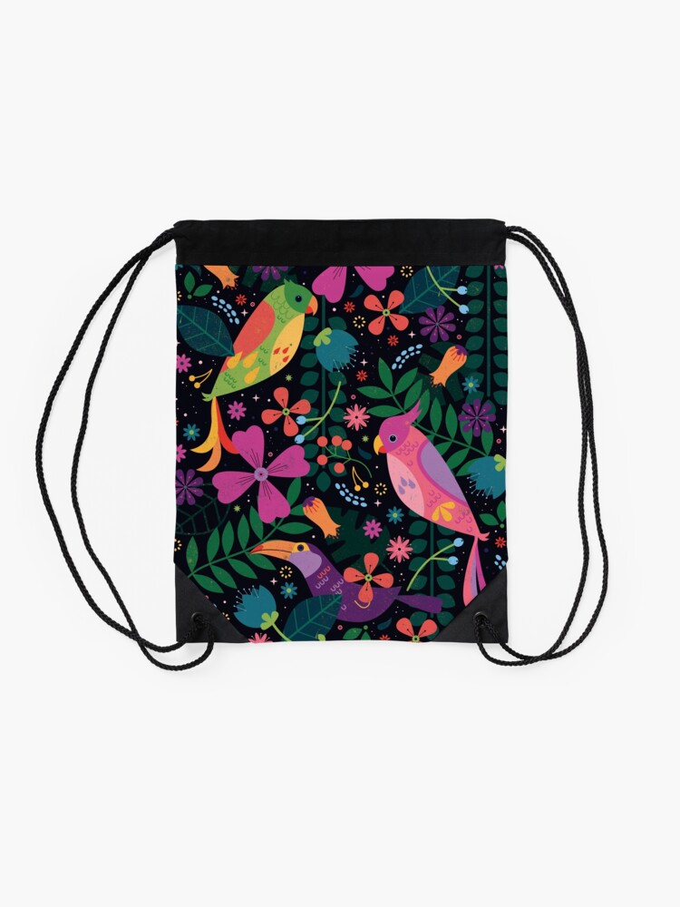 Alternate view of Enchanted Birds Drawstring Bag
