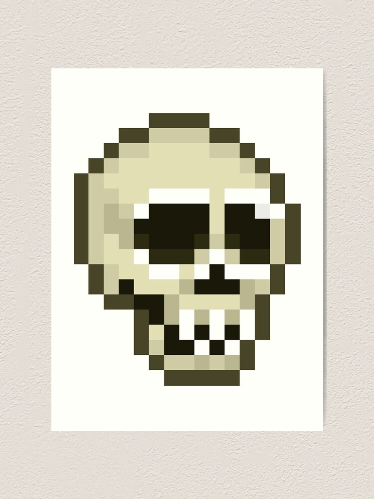 pixel art skull art print by hiddenninjas redbubble redbubble