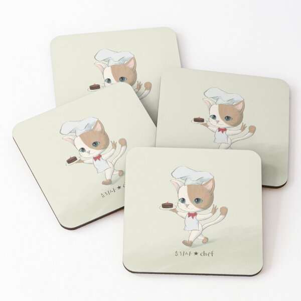 Item preview, Korean alphabet, patissier cat in chibi anime style designed and sold by koreandesign.