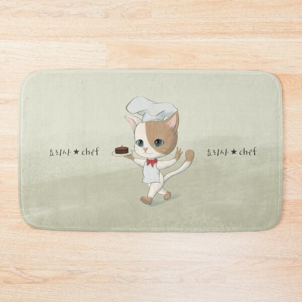 Item preview, Korean alphabet, patissier cat in chibi anime style designed and sold by koreandesign.