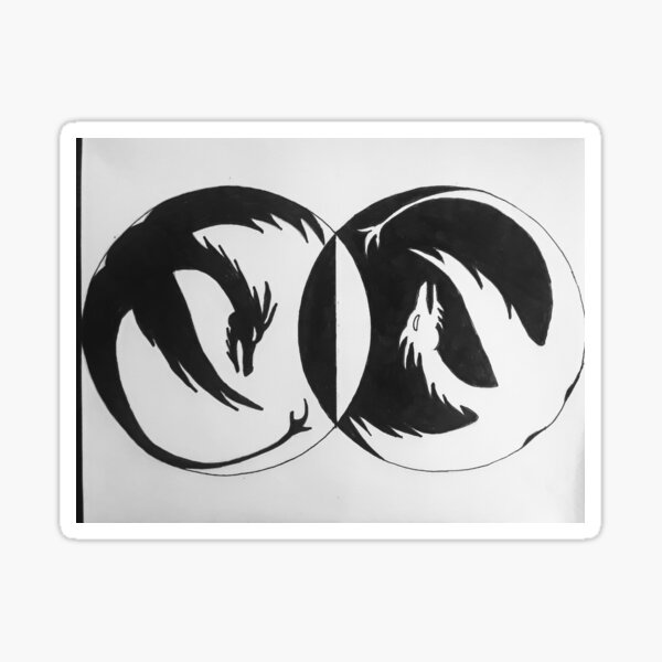 "Black and White Dragons " Sticker for Sale by 778Nina Redbubble