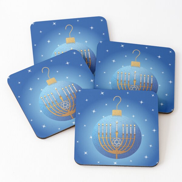 Item preview, Happy Hanukkah Menorah Ornament - Blue, Gold, Silver designed and sold by Elsy's Art.