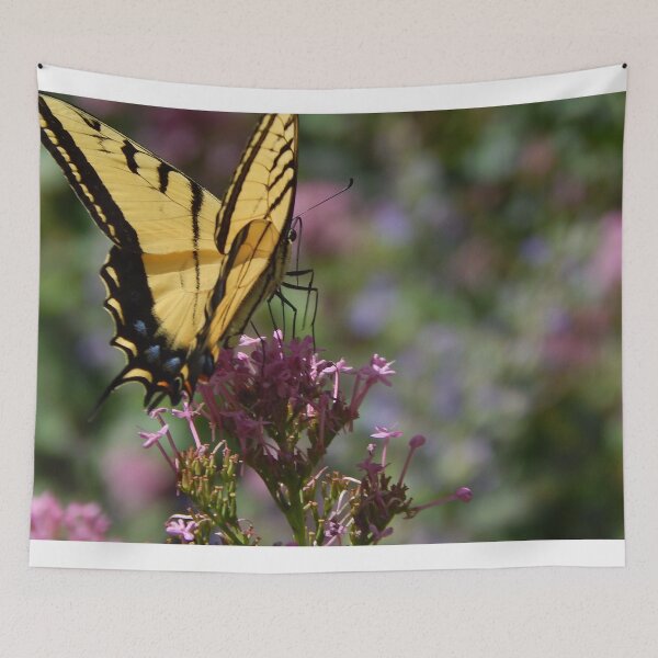 Item preview, yellow tiger swallowtail butterfly on pink flowers designed and sold by Stephanie  Skeem.