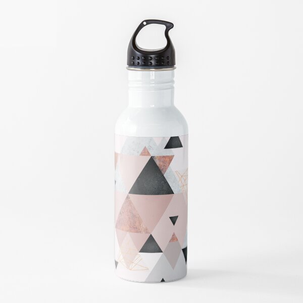Geometric Compilation in Rose Gold and Blush Pink Water Bottle