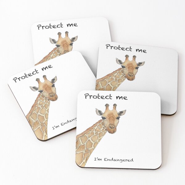 Item preview, Giraffe - Protect me I'm Endangered - Watercolour Painting design designed and sold by Art by Kathleen Stuart.