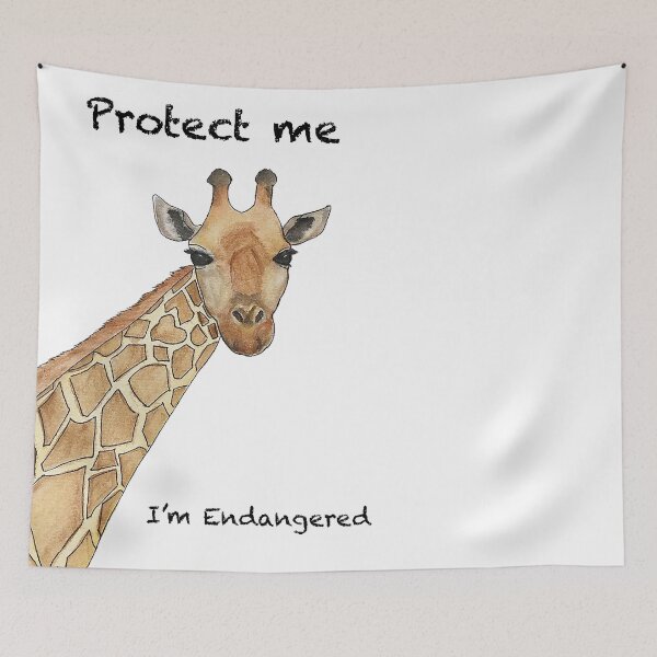 Item preview, Giraffe - Protect me I'm Endangered - Watercolour Painting design designed and sold by Art by Kathleen Stuart.