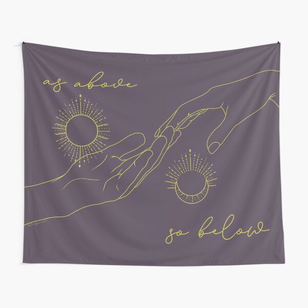 As Above So Below- Touching Hands Yellow Tapestry