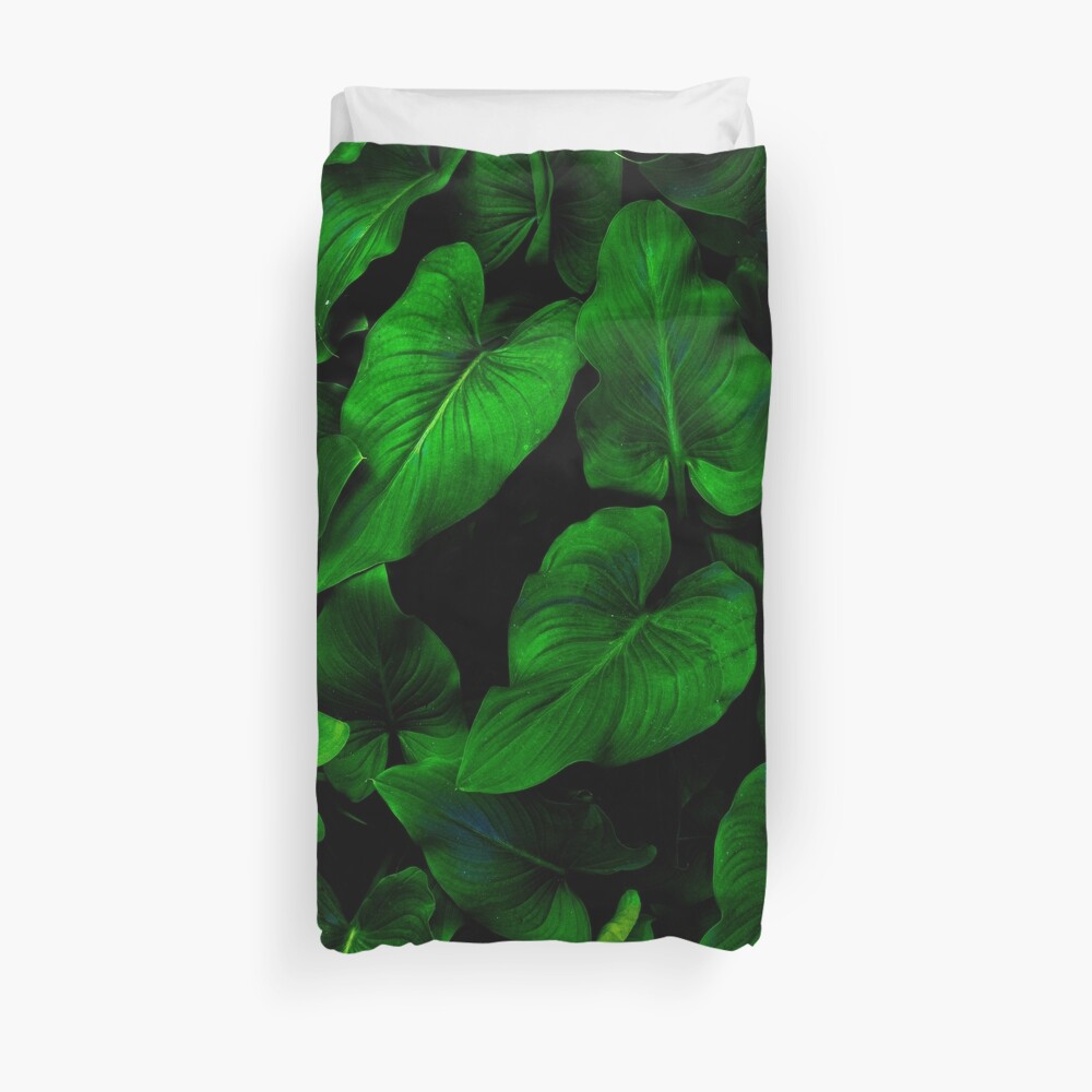 Dark Green Lilly Leaves Duvet Cover