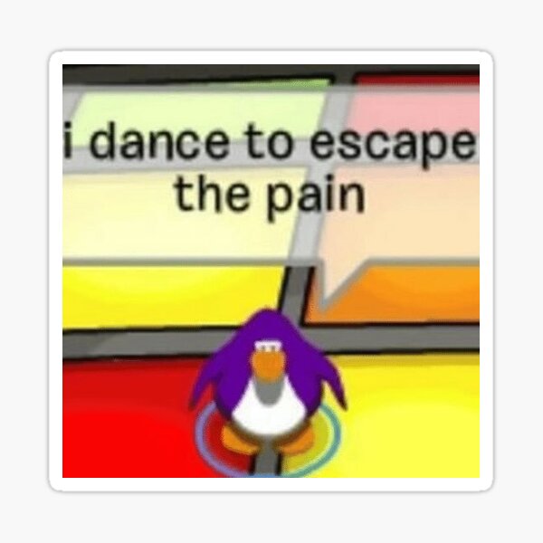 purple dancing club penguin meme sticker