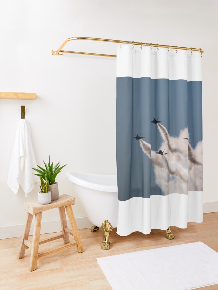 Alternate view of Smoky Blue Angels Entrance Shower Curtain