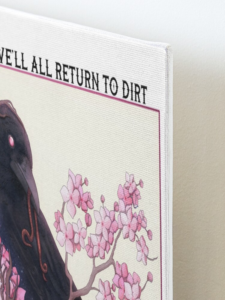 Alternate view of Cherry Blossom Crow with text Mounted Print
