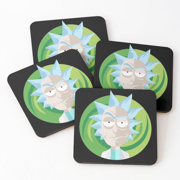Rick and Morty - Rick Sanchez face Illustration Sticker Coasters (Set of 4)