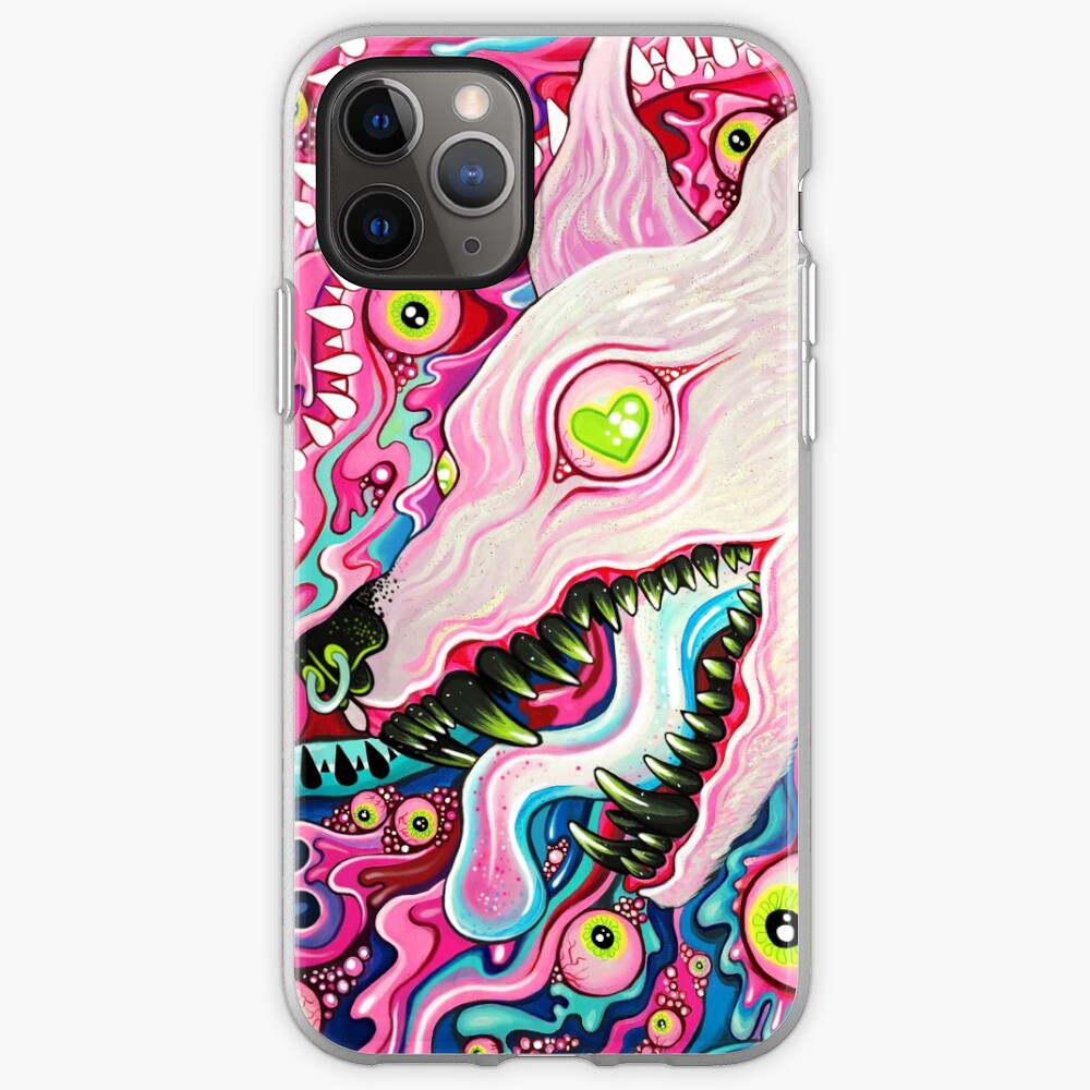 "Glitterwolf Acrylic Painting" iPhone Case & Cover by cloudsover31