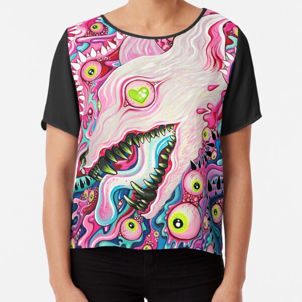 Glitterwolf Acrylic Painting Chiffon Top