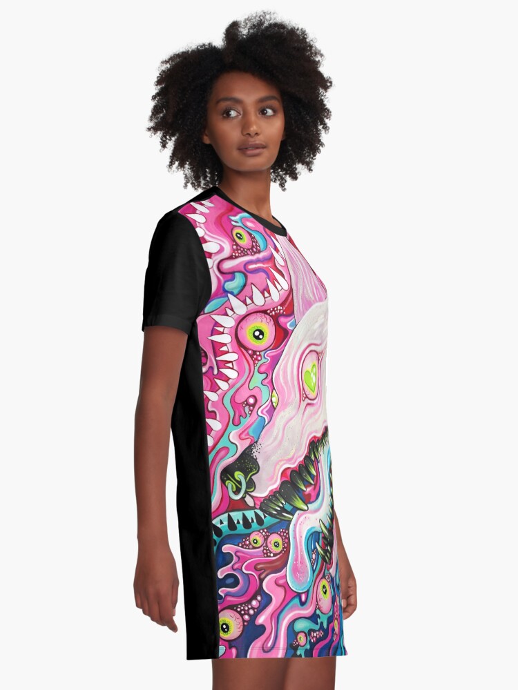 Alternate view of Glitterwolf Acrylic Painting Graphic T-Shirt Dress