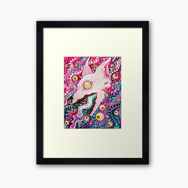 Glitterwolf Acrylic Painting Framed Art Print