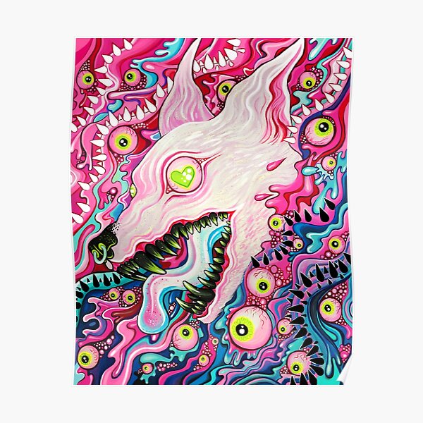Glitterwolf Acrylic Painting Poster