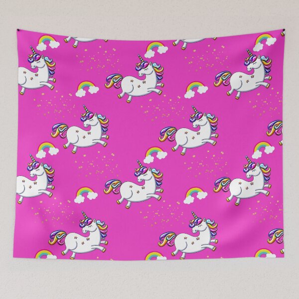 Item preview, Leaping Unicorns and Rainbows on Pink designed and sold by GraphicAllusion.