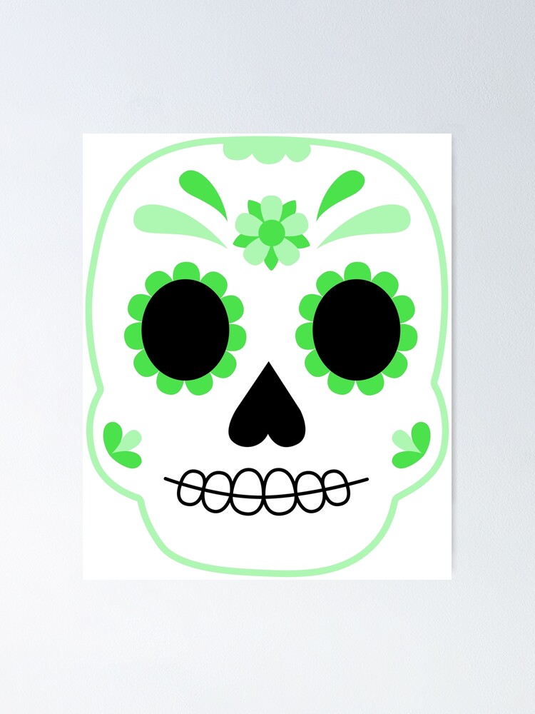 "Green Sugar Skull" Poster for Sale by emilypink100 | Redbubble