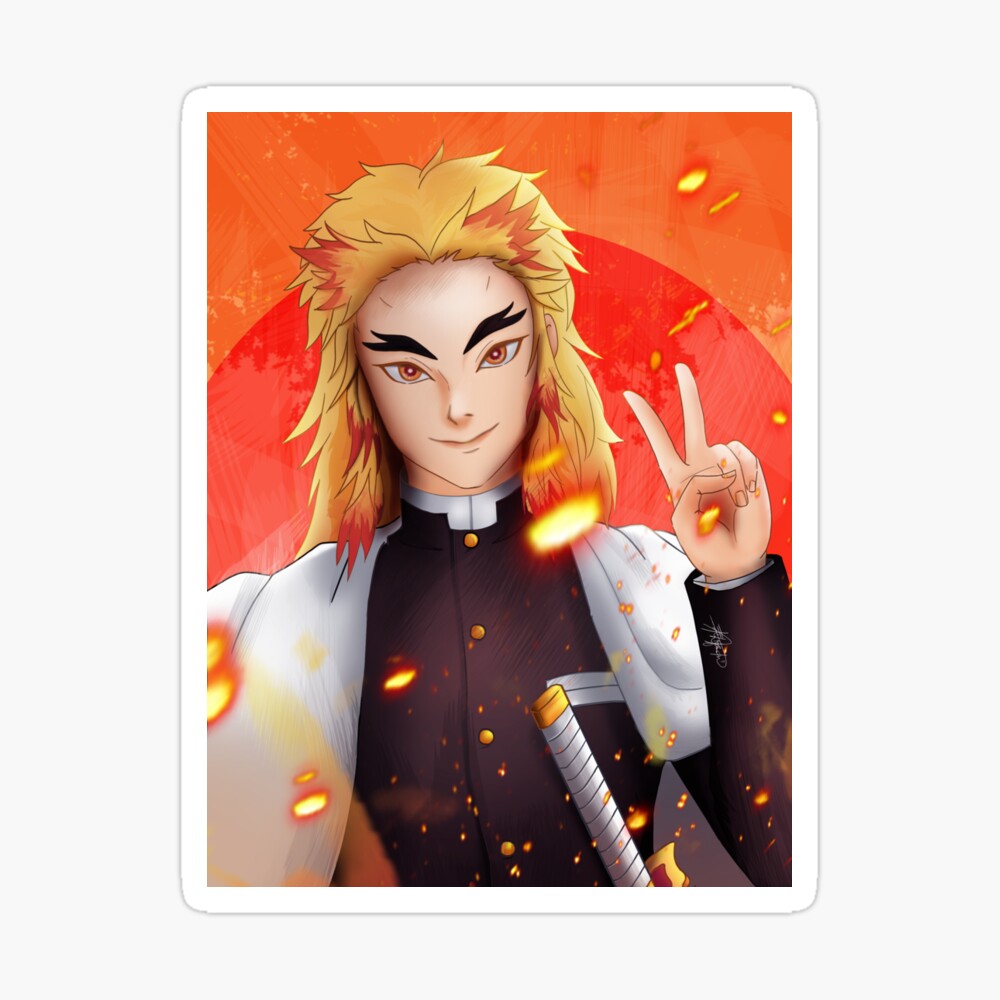 Demon Slayer Rengoku Kyoujurou Fanart Art Board Print By Yumiyow Redbubble