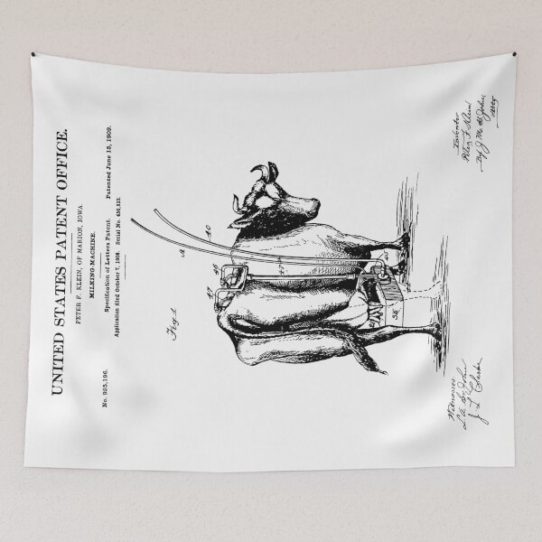 Item preview, Milking Machine Patent - Black designed and sold by FinlayMcNevin.
