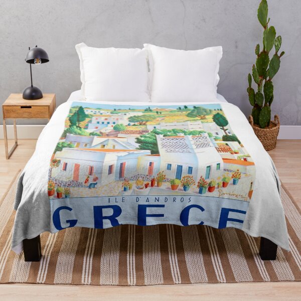 Item preview, 1949 Greece Island of Andros Travel Poster designed and sold by retrographics.