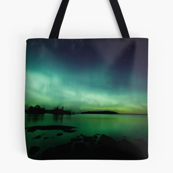 Item preview, Beautiful northern lights over lake designed and sold by Juhku.