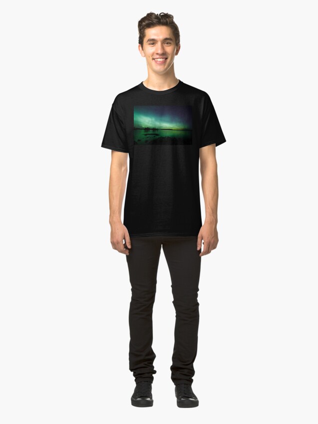 Alternate view of Beautiful northern lights over lake Classic T-Shirt
