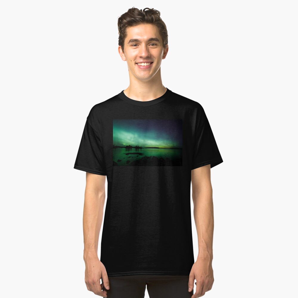 Beautiful northern lights over lake Classic T-Shirt