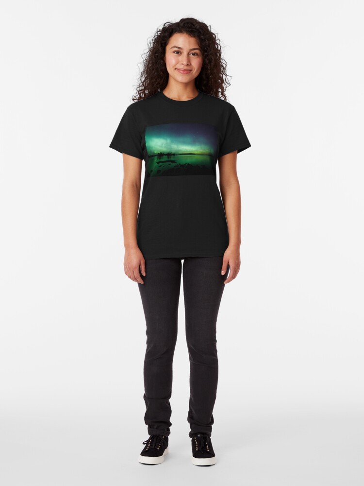 Alternate view of Beautiful northern lights over lake Classic T-Shirt