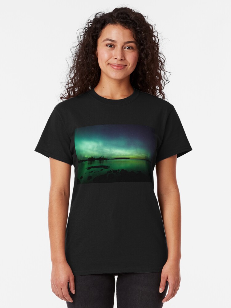 Alternate view of Beautiful northern lights over lake Classic T-Shirt