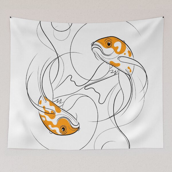 Item preview, Dancing Koi Fish Yin Yang Line Drawing designed and sold by Adam Regester.