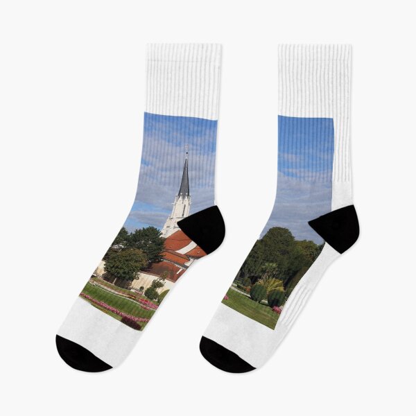 Item preview, beautiful garden and white church in Vienna Austria  designed and sold by goceris.