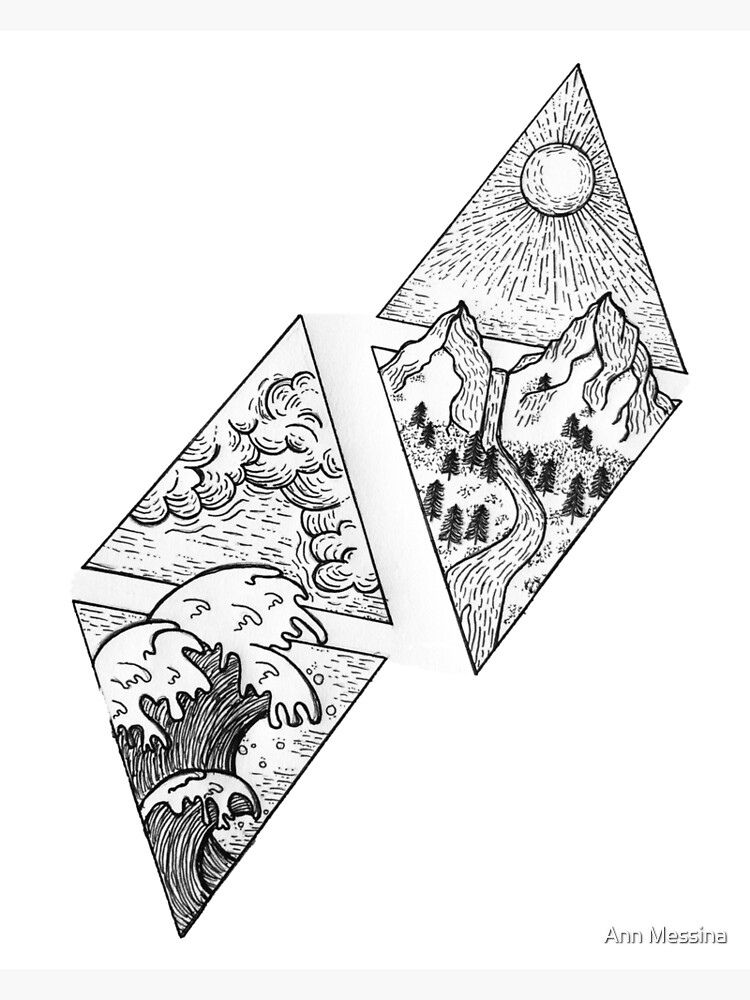 Four Elements In Oriental Style Tattoo Design