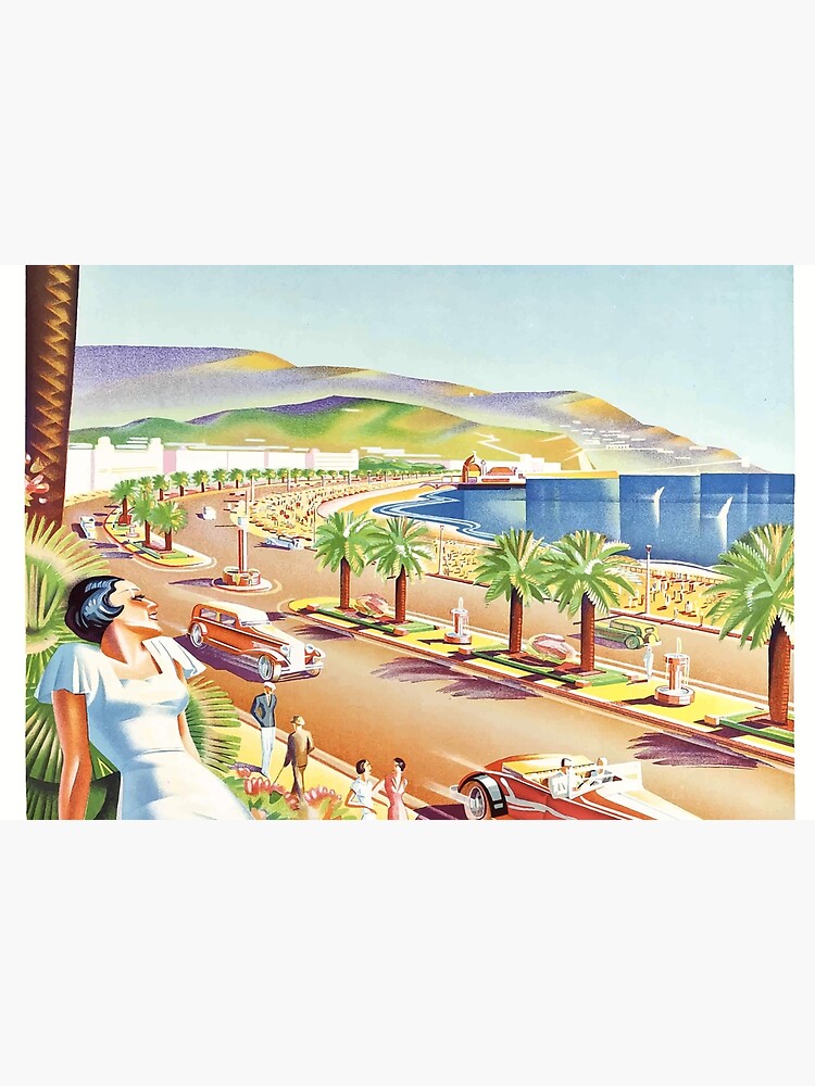 Thumbnail 3 of 3, Hardcover Journal, 1935 Nice France Travel Poster designed and sold by retrographics.