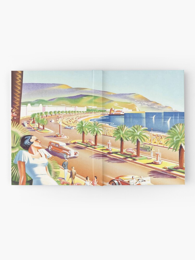 Thumbnail 2 of 3, Hardcover Journal, 1935 Nice France Travel Poster designed and sold by retrographics.