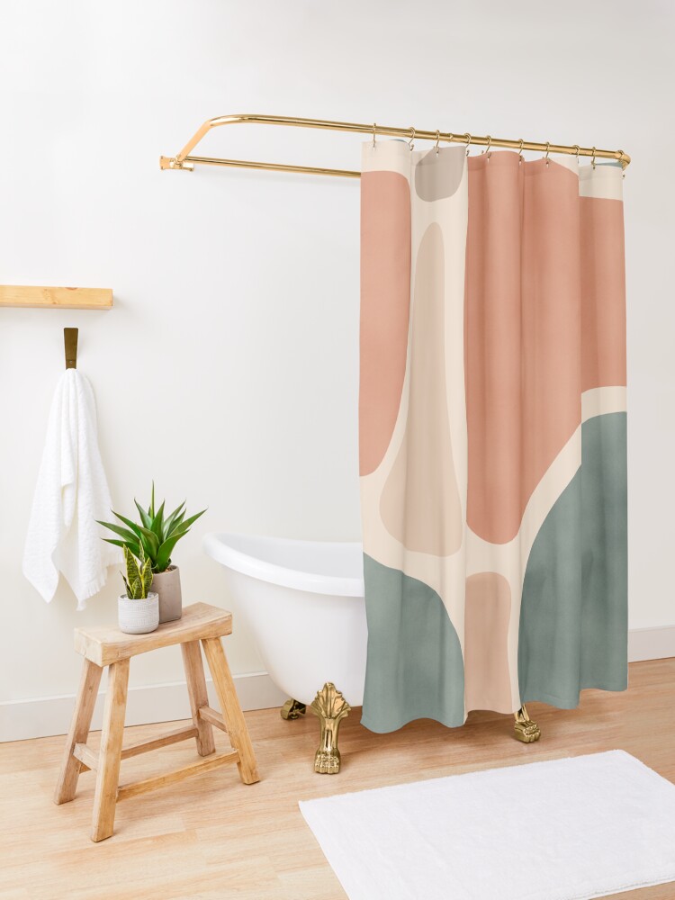 Alternate view of Earth Tones Shapes Shower Curtain